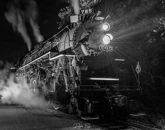 765 Steam Locomotive Akron, Ohio B & W