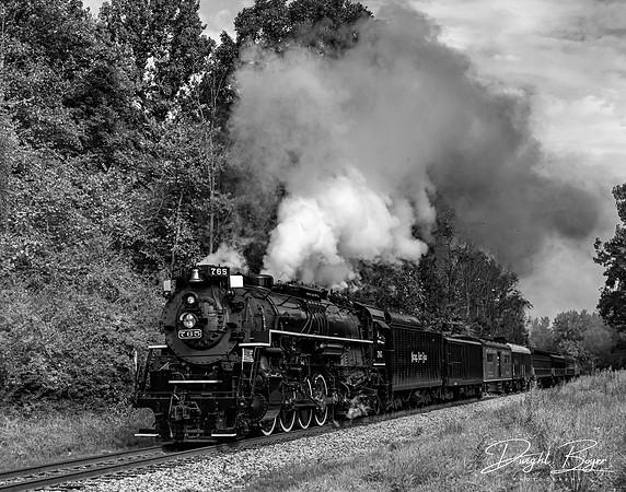 765 Steam Locomotive Black & White